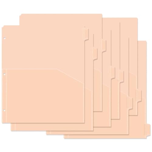 8 Registerkarten für 3-Ringordner mit Taschen, Kunststoff-Trennblätter mit transparenter Vordertasche, 8 Registerkarten mit 3 Löchern gelocht für Schul- und Bürobedarf (Hellorange, 8 Register) von Koqye