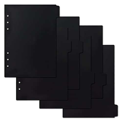 A5 schwarze Trennblätter, 6 Register, stabiler Kunststoff, Planer, Seitenschutz, für 6-Ringordner, Agenda, Notizbücher (A5) von Koqye