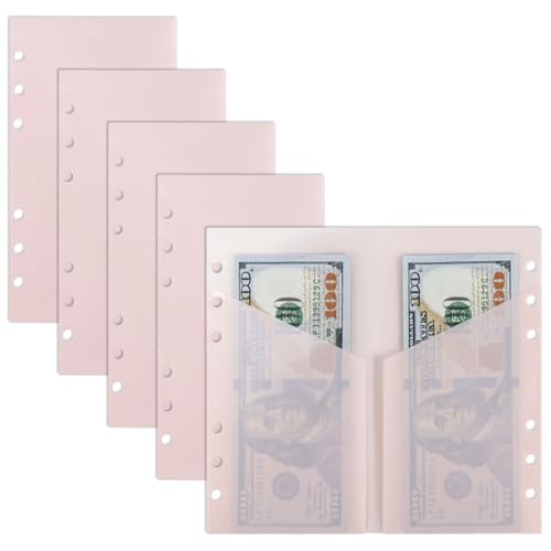 A6 Geldumschläge, A6-Einsatz mit 2 Fächern für Geldeinlagen, Ordnertaschen, Indexumschläge für 6 Ringe, Budgeting-Einsätze, Zubehör, Rosa, 5 Stück A6 Geldumschläge, A6-Einsatz mit 2 Fächern für Geldeinlagen, Ordnertaschen, Indexumschläge für 6 Ringe, Budgeting-Einsätze, Zubehör, Rosa, 5 Stück von Koqye