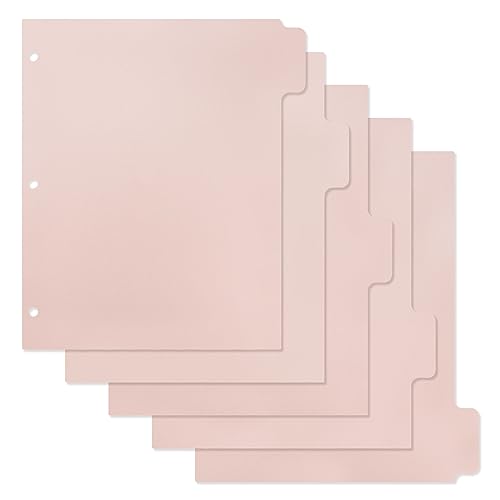 Koqye Binder Index Trennblätter, Rosa Kunststoff Trennblätter für 3 Ringbuch - Rosa Binder Trennblätter mit Tabs, Binder Tabs Perfekt für Schule oder Büro (1 Set, 5 Trennblätter) von Koqye