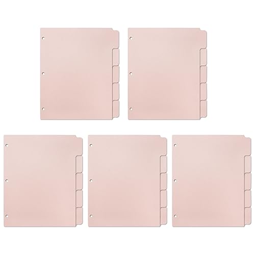 Koqye Binder Index Trennblätter, Rosa Kunststoff Trennblätter für 3 Ringbuch - Rosa Binder Trennblätter mit Tabs, Binder Tabs Perfekt für Schule oder Büro (5 Set, 25 Trennblätter) von Koqye