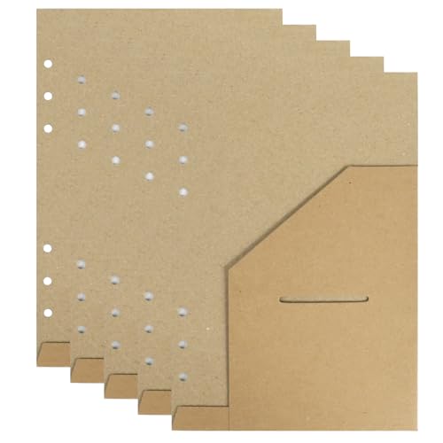 Koqye Kraftpapier-Trennblätter für A5-Ordner, 6-Ring-Fronttasche, Organizer, 14,2 x 21,1 cm, für Tagebuch, Planer, Schule und Bürobedarf (B) von Koqye