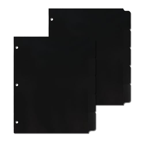 Koqye Ordner-Register-Trennblätter – schwarze Kunststoff-Trennblätter für 3-Ringbuch – Ordner-Trennblätter mit Tabs, perfekt für Schule oder Büro (10 Trennblätter) von Koqye