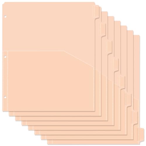 Koqye Ordner-Trennblätter mit Taschen – 8 Kunststoff-Trennblätter für 3-Ringbücher – A4-Bivider mit Tasche und Registern für Planer (Rosa, 1 Stück) von Koqye