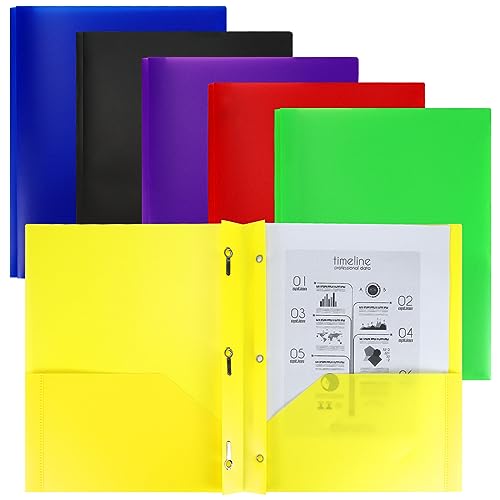 Koqye Projektmappen, sortiert, 6 Farben, Kunststoff-Taschen-Aktenhalter für drei Ringbücher mit Taschen, 3-fach gelochte Ordner mit Taschen, perfekt zum Organisieren von Dokumenten, Papieren (6 Farben Koqye Projektmappen, sortiert, 6 Farben, Kunststoff-Taschen-Aktenhalter für drei Ringbücher mit Taschen, 3-fach gelochte Ordner mit Taschen, perfekt zum Organisieren von Dokumenten, Papieren (6 Farben von Koqye