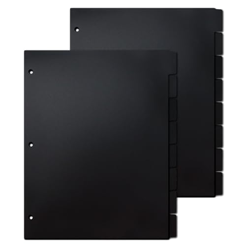 Koqye Schwarze Kunststoff-Trennblätter für 3-Ringordner, 8-Tab-Binder-Trennblätter, 3 Ring-Trennblätter mit Tabs, Binder-Tabs, perfekt für Schule oder Büro, Schwarz, 2 Stück Koqye Schwarze Kunststoff-Trennblätter für 3-Ringordner, 8-Tab-Binder-Trennblätter, 3 Ring-Trennblätter mit Tabs, Binder-Tabs, perfekt für Schule oder Büro, Schwarz, 2 Stück von Koqye