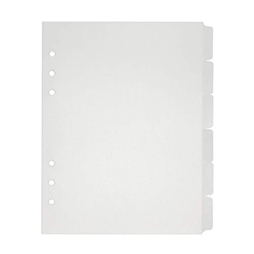 Koqye Transparente Trennblätter aus Kunststoff, A5, mit 6 Registerkarten, 6 Löchern, Papierunterteilungen für Tagebuch, Planer und Notizbuch (A5–6 Stück) von Koqye