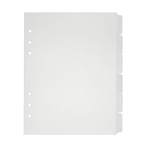 Koqye Transparente Trennblätter aus Kunststoff, A5, mit 6 Registerkarten, 6 Löchern, Papierunterteilungen für Tagebuch, Planer und Notizbuch (A5–6 Stück) von Koqye