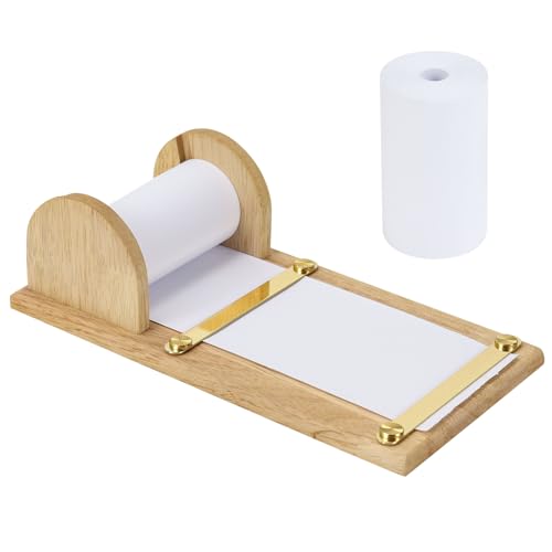 Papierspender für Notizen, 21,6 x 11,9 cm, Gummiholz-Papierrollenhalter für Notizen, mit 11,9 m Notizen, Schreibtisch-Einkaufsliste, Haftnotizen, Halter für Schreibtisch-Kunstwerke, To-Do-Listen von Koqye