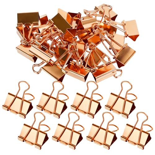 Rotgoldene Binder-Clips, 3,2 cm groß, Büroklammern, Metall, für Büro, Zuhause, Schule (32 mm) von Koqye