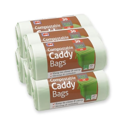 Kordis Kompostierbare Müllbeutel für Lebensmittelabfälle, 10 l, 180 Stück, kompostierbare Müllbeutel, Lebensmittel-Caddy-Beutel für biologisch abbaubaren Abfall, 42 x 49 cm von Kordis
