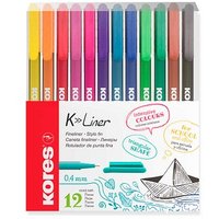 Kores® K- Fineliner farbsortiert 0,4 mm, 12 St. von Kores®