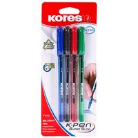 Kores® Kugelschreiber K1 transparent, Schreibfarbe:  4 St. farbsortiert, 4 St. von Kores®