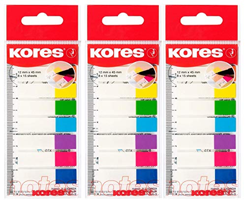 Kores 45121 Pagemarker - Folie, 12 x 45 mm, 3 Päckchen von Kores