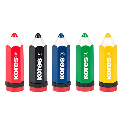 Kores - Koloritos: Einfacher Stift Spizter mit Auffangbehälter für Kinder, Studenten und Erwachsene, Buntstiftdesign, Schul- und Bürozubehör, 20 Stück Packung in sortierten Farben von Kores