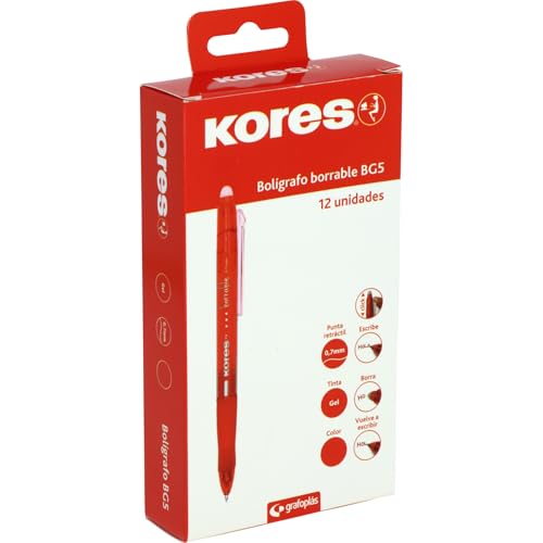 Kores BG5 radierbare Kugelschreiber, rot, Geltinte, 0,7 mm, einziehbar, ergonomischer Griff, hinterlässt kein Papier, hinterlässt keine Gummirückstände, perfektes Schul- und Büromaterial Kores BG5 radierbare Kugelschreiber, rot, Geltinte, 0,7 mm, einziehbar, ergonomischer Griff, hinterlässt kein Papier, hinterlässt keine Gummirückstände, perfektes Schul- und Büromaterial von Kores