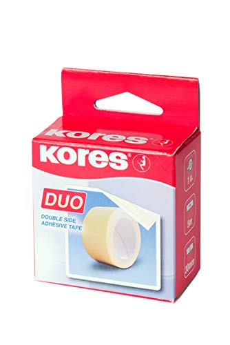Kores - Duo: Klares doppelseitiges Klebeband, Mehrzweck-Klebeband für Schule, Haus und Büro, 5m x 30mm, Packung mit 1 Rolle von Kores