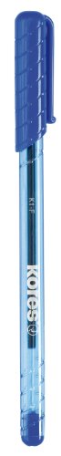 Kores - K1: Blaue Kugelschreiber, 0,7 mm Fine Point Biro mit wischfester Tinte für flüssiges Schreiben, dreieckige ergonomische Form, Schul- und Bürobedarf, 12er-Pack von Kores