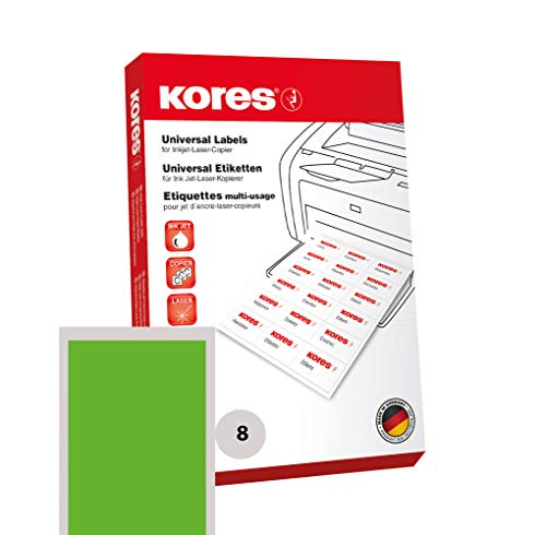Kores Farbige Universal-Etiketten, 105 x 74,0 mm, 100 Blatt,grün, L10574G von Kores