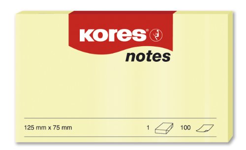 Kores - Gelbe Haftnotizen, Selbstklebender Memo Notizblock, 125 x 75 mm, Packung bestehend aus 12 Blöcken zu je 100 Blättern von Kores