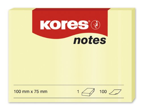 Kores - Gelbe Haftnotizen, Selbstklebender Notizblock, 100 x 75 mm, Packung mit 12 Blöcken à 100 Blatt, Mittel von Kores