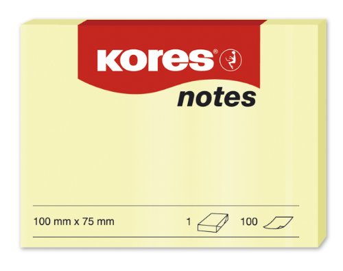 Kores - Gelbe Haftnotizen, Selbstklebender Notizblock, 100 x 75 mm, Packung mit 12 Blöcken à 100 Blatt, Mittel Kores - Gelbe Haftnotizen, Selbstklebender Notizblock, 100 x 75 mm, Packung mit 12 Blöcken à 100 Blatt, Mittel von Kores