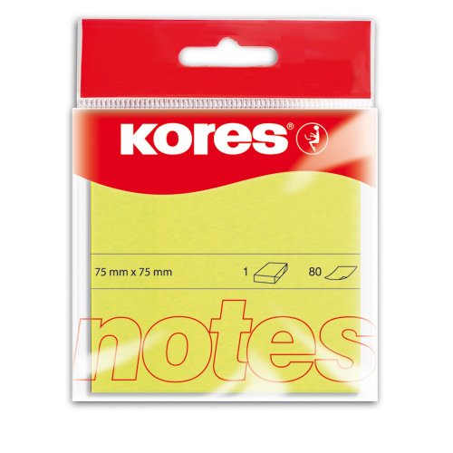 Kores Haftnotizen, 75 x 75 mm, 12 Blöcke, je 100 Blatt, neon-gelb von Kores