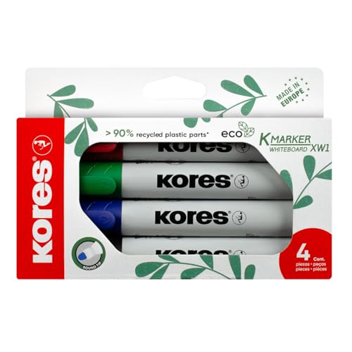 Kores Eco K-Marker XW1- Whiteboard-Marker mit Rundspitze, Set 4 Farben: schwarz, blau, rot, grün, Plastikteile aus 90% recyceltem Material Kores Eco K-Marker XW1- Whiteboard-Marker mit Rundspitze, Set 4 Farben: schwarz, blau, rot, grün, Plastikteile aus 90% recyceltem Material von Kores