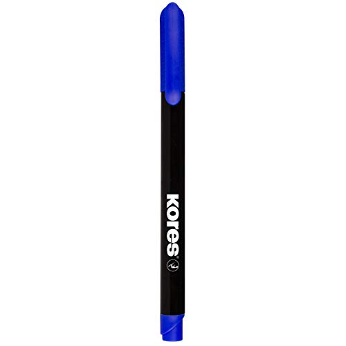 Kores - K-Marker P1: Blaue Permanent Marker Stifte, Dünne Faserspitze mit wasserfester und nahezu geruchsfreier Tinte, für alle Oberflächen, Packung von 12 Stück von Kores