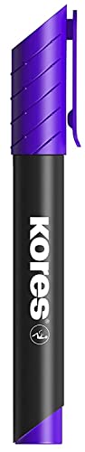 Kores - Violet Permanent Marker Stifte - K-Marker XP2 Keilspitze mit geruchsarmer Tinte - Wasserfeste Marker Stifte für alle Oberflächen - Schulbedarf Bürobedarf Marker Pen - 12 Stück von Kores