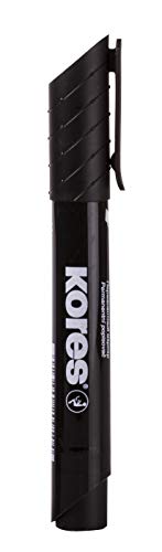 Kores - K-Marker XP2: Schwarze Permanent Marker Stifte, Keilspitze mit wasserfester und geruchsfreier Tinte, für alle Oberflächen, 12 Stk Packung von Kores