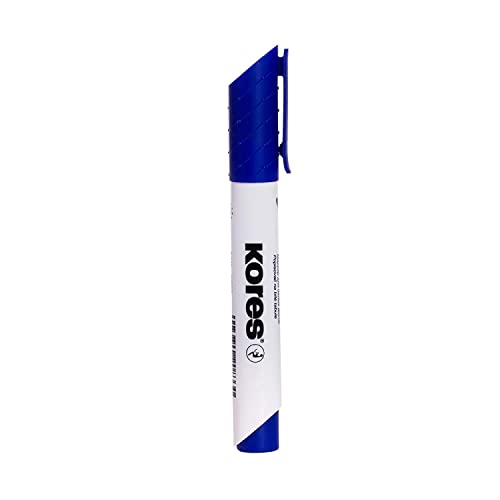 Kores - K-Marker XW1: Blauer Whiteboard Marker mit Rundspitze, trocken abwischbar und nahezu geruchslose Tinte, Schul- und Bürobedarf, 12 Stück Packung von Kores