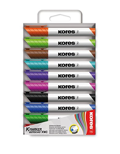 Kores - K-Marker XW2: Bunte Whiteboard Marker mit Keilspitze, trocken abwischbar und nahezu geruchslose Tinte, Schul- und Bürobedarf, Set aus 10 Sortierten Farben von Kores