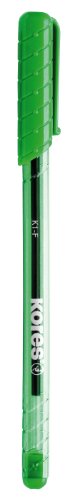 Kores - K1: Grüner Kugelschreiber, 0,7 mm Fine Point Biro mit wischfester Tinte für flüssiges Schreiben, dreieckige ergonomische Form, Schul- und Bürobedarf, 12er-Pack von Kores