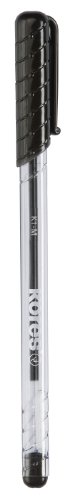 Kores - K1: Schwarzer Kugelschreiber, 1 mm Medium Point Biro mit wischfester Tinte für flüssiges Schreiben, dreieckige ergonomische Form, Schul- und Bürobedarf, 12er-Pack von Kores