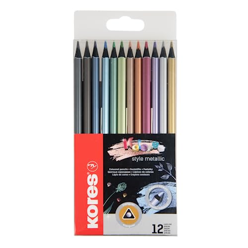 Kores - Kolores Style Metallisch: 12 schwarze Holz-Buntstifte für Kinder, Anfänger und Erwachsene, 12 Metallische Farbtöne für dunkeles und weißes Papier, Kores - Kolores Style Metallisch: 12 schwarze Holz-Buntstifte für Kinder, Anfänger und Erwachsene, 12 Metallische Farbtöne für dunkeles und weißes Papier, von Kores