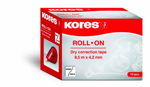 Kores - Korrektor Tape Roll On, Korrekturband 15m x 4,2, Packung mit 10 Stück von Kores