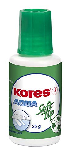 Kores - SofTip Aqua, Korrekturflüssigkeit auf Wasserbasis, umweltfreundlich und ungiftig. Packung mit 10 Flaschen zu je 25g von Kores
