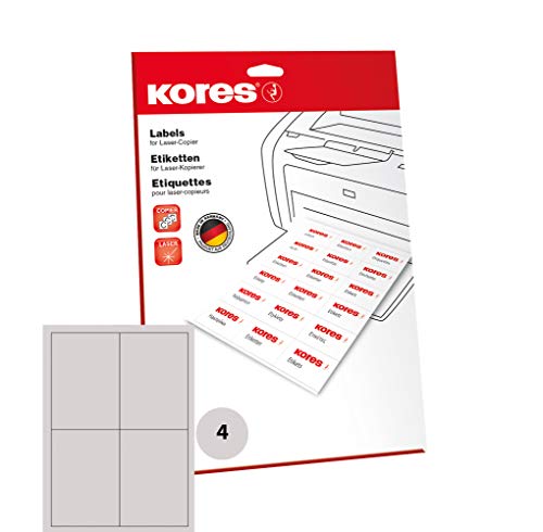 Kores L105148.25 Universal-Etiketten, Din A6 105 x 148.5 mm, 25 Blatt, weiß, 100 Etiketten für InkJet, Laser + Kopierer von Kores