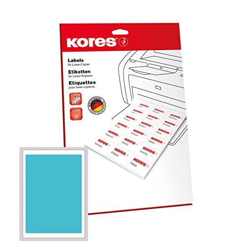 Kores L19038.251 - Universal Etiketten, 25 Blatt A4, 19.2 x 3.8 cm, blau von Kores