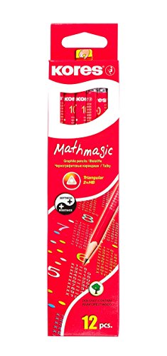 Kores Mathmagic HB in graphit triangulaire-mine mit Radiergummi (12 Stück) von Kores