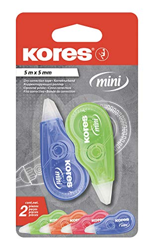 Kores - Mini Maus Korrekturband Roller, mit nicht ablösbarem Korrekturband für trockene Korrektur mit einem Roller in ergonomischer Form, Schul- und Bürozubehör, Doppelpackung, 5m x 4,2mm von Kores