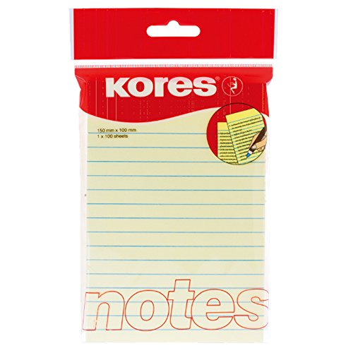 Kores N46510 Haftnotizen Notes liniert, 150 x 100 mm, 100 Blatt, gelb von Kores