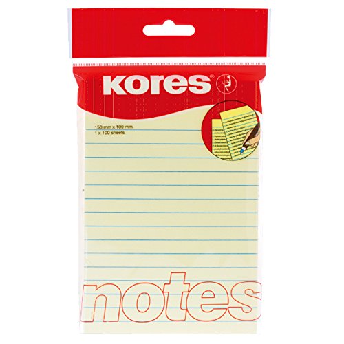 Kores N46510 Haftnotizen Notes liniert, 150 x 100 mm, 100 Blatt, gelb Kores N46510 Haftnotizen Notes liniert, 150 x 100 mm, 100 Blatt, gelb von Kores