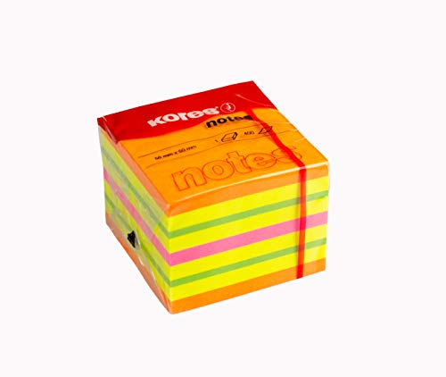 Kores N48460 Haftnotizen Würfel, 50 x 50 mm, neonfarben, 5-farbig von Kores