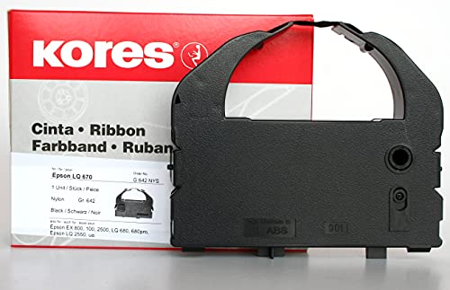 Kores - Nylon-Farbband für Nadeldrucker, Schwarz, kompatibel mit Epson EX 800, LQ 670, 680 von Kores