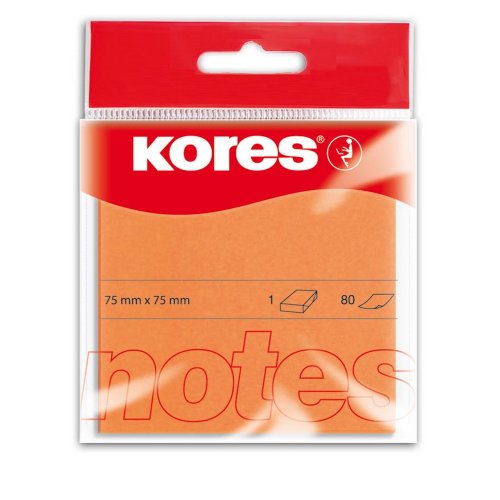 Kores - Orangefarbene Haftnotizen, neonfarbener selbstklebender Notizblock, 75 x 75 mm, 2er-Pack mit 100 Blättern von Kores