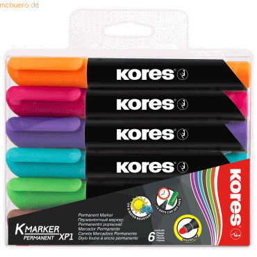 Kores Permanentmarker XP1 3mm Rundspitze Set mit 6 Farben von Kores