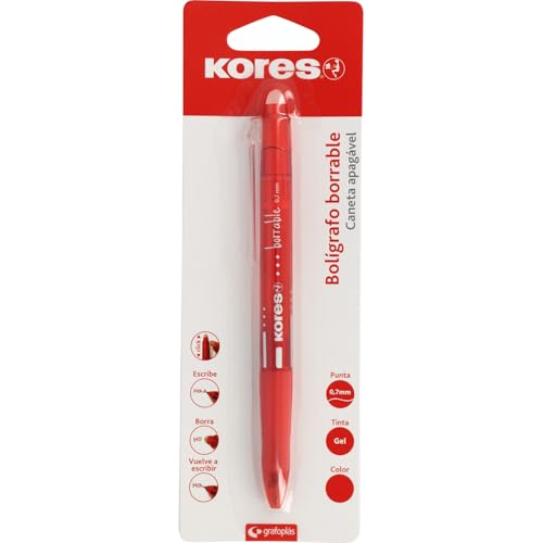 Kores Radierbarer Kugelschreiber BG5, Geltinte, 0,7 mm, einziehbar, ergonomischer Griff, hinterlässt kein Papier, hinterlässt keine Gummirückstände, perfektes Schul- und Büromaterial Kores Radierbarer Kugelschreiber BG5, Geltinte, 0,7 mm, einziehbar, ergonomischer Griff, hinterlässt kein Papier, hinterlässt keine Gummirückstände, perfektes Schul- und Büromaterial von Kores