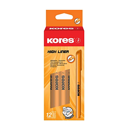Kores Textmarker High Liner Fine Marker mit Keilspitze, 12 Stück, Orange von Kores